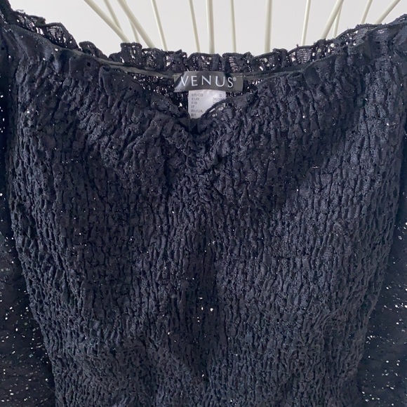 VENUS BLACK Smocked Lace Top - Picture 5 of 8